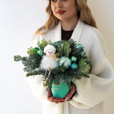 Композиция из нобилиса со снеговиком "Морозко" N 90866