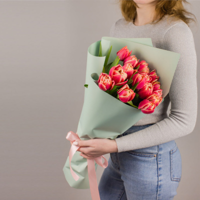 Букет из 15 пионовидных тюльпанов Колумбус 46326
