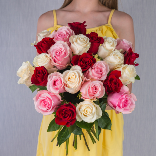 Букет из 25 эквадорских роз 40 см Розовый микс арт. 7310