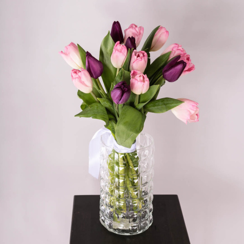 Тюльпаны розово-фиолетовый микс 15 шт. (без упаковки) арт. 28774