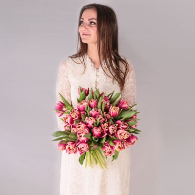 Букет из 51 пионовидного тюльпана Колумбус 46174