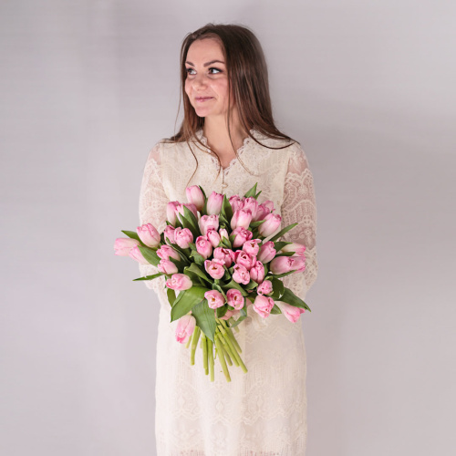 Букет из нежно-розовых тюльпанов арт. 59897