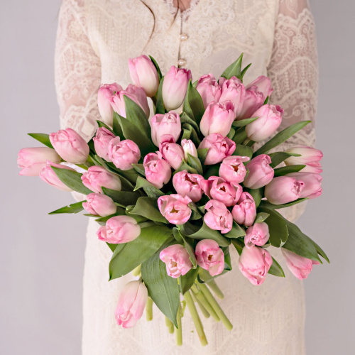 Букет из нежно-розовых тюльпанов арт. 59897