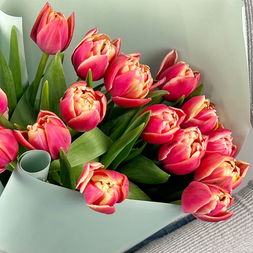 Букет из 15 пионовидных тюльпанов Колумбус в упаковке арт. 46326