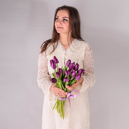 Тюльпаны фиолетовые 15 шт. (без упаковки) арт. 28774