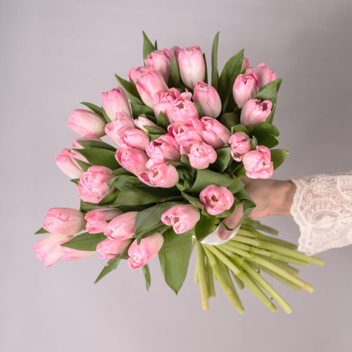 Букет из нежно-розовых тюльпанов арт. 59897