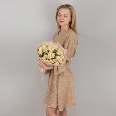 Букет из 25 кенийских светло-розовых роз N 5503